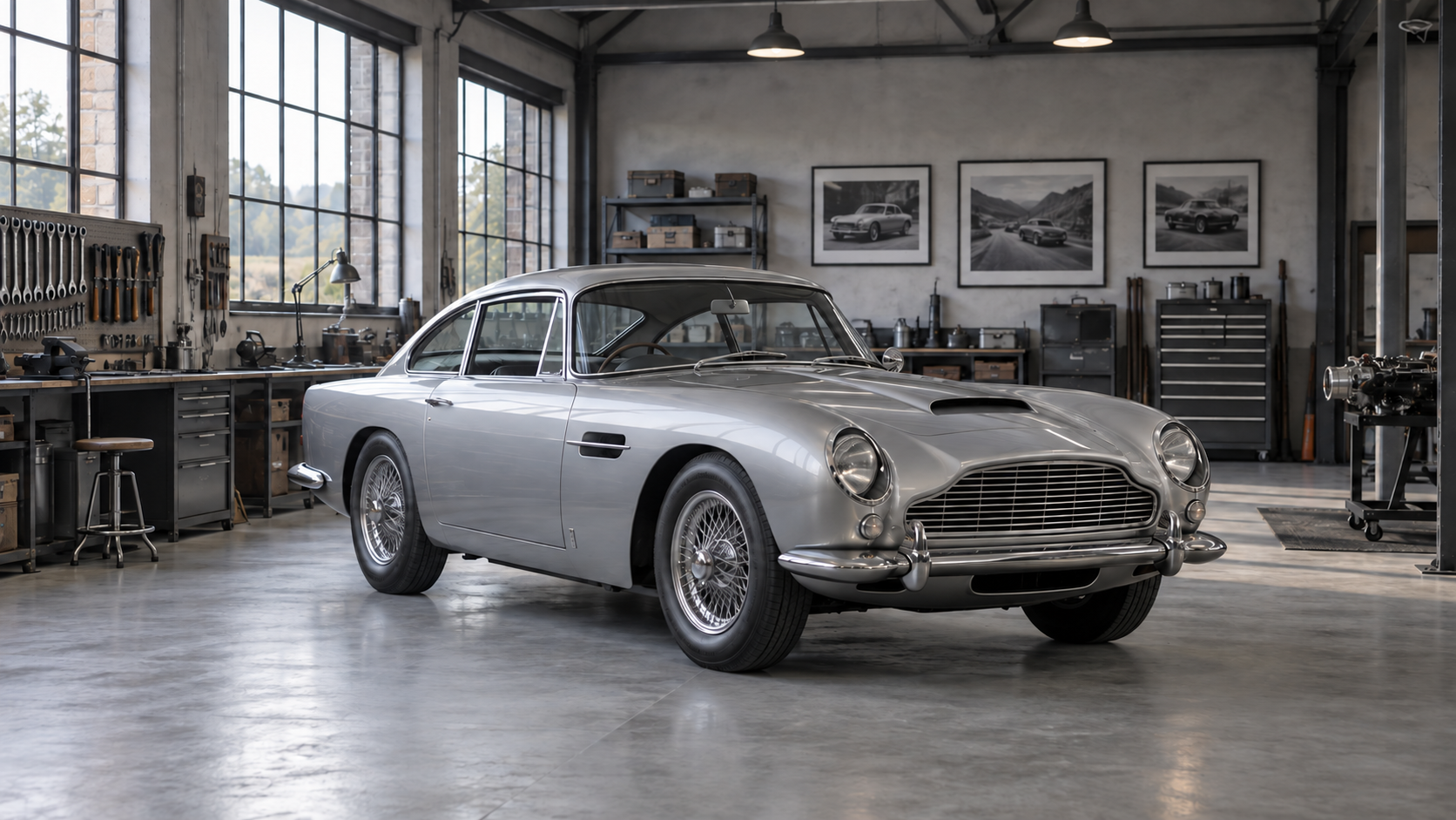 Klassieke sportcoupé in een restauratiewerkplaats